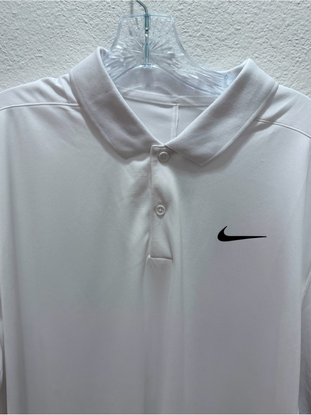 Nike Men’s Dri-FIT White Polo Shirt Black Swoosh XL NWT